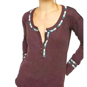 Free People Rainbow Thermal Top Purple XS